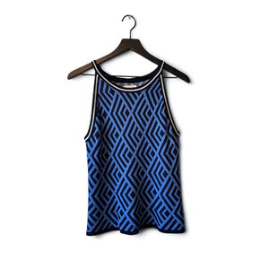 Eliza J Blue Geometric Print Sleeveless Tank Top Women's Size M